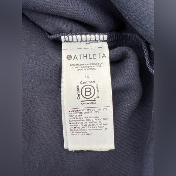 Athleta Harlow Hybrid Top Sweatshirt Navy Blue Black Sleeves Size 1X Plus size - Picture 6 of 12